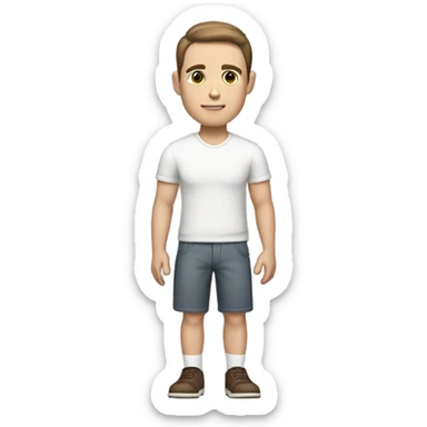 white man, with brown hair, light skin, clean face man face, that look like jack champion, show his entire body, brown eyes sticker