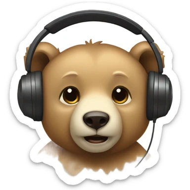 A bear cub wearing headphones  sticker