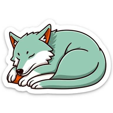 Big wolf sleeping cuddled up  sticker