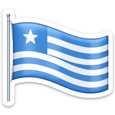 emoji Flag with 3 simple  horizontal lines: white, blue, white, equal one to another sticker