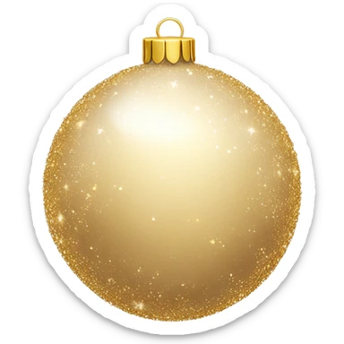 A shiny Beige and gold Christmas ornament ball with sparkles sticker