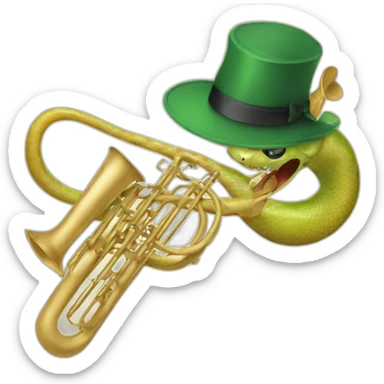 snake with hat playing trombone sticker