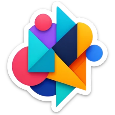 framed digital artwork with abstract vector shapes inside sticker