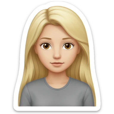 woman with long blonde hair, wear grey shirt sticker