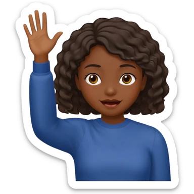 فتاة سمراء البشره ذات شعر قصير مموج ترفع يدها اليمين 🫷🏻هكذا وتعمل حركات ببوجها نفس الاموجي 😜 sticker