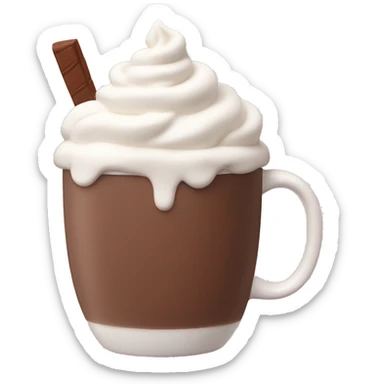 Hot chocolate topped with whipped cream in a pale pink cup sticker