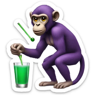 purple monkey taking a shot sticker