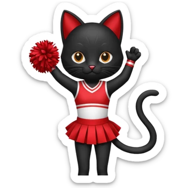 cheerleading black cat with pom pom sticker