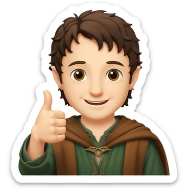 Frodo from lord of the ring doing a thumb up sticker