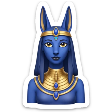 Ancient lapis gold woman anubis immature floor stage formally posed  sticker