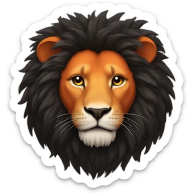 orange and black fluffy lion with horns sticker