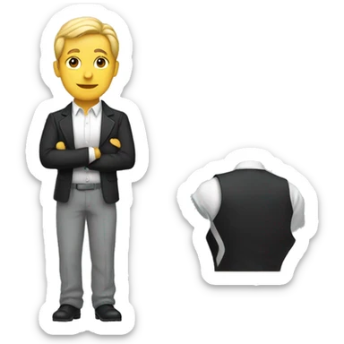 The board is a conductor with a white shirt and a black scarf on the sides with a white and red stripe and a gray vest sticker