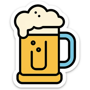beer mug icon with color outline sticker