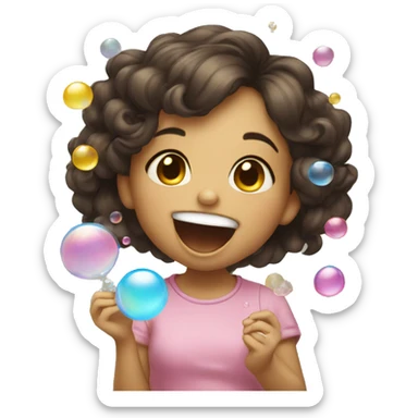 cute girl blowing bubbles laughing sticker
