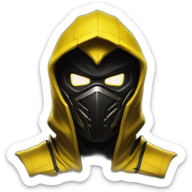 Mortal Kombat scorpion, yellow mask and black hood sticker
