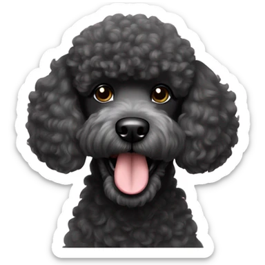 Black happy poodle  sticker