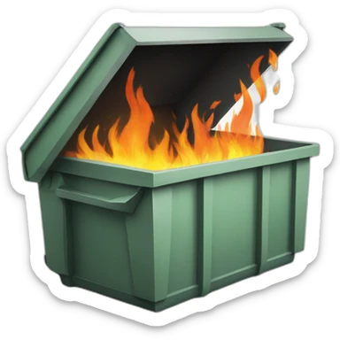 Dumpster fire with x logo on it sticker