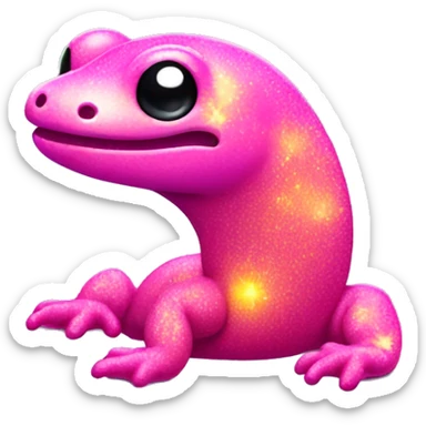 Two Kawaii neon glitter salamander emoji    sticker