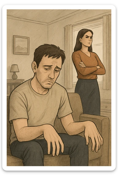 uomo senza energia maschile, uomo che manca di polso, e in famiglia comanda la moglie sticker