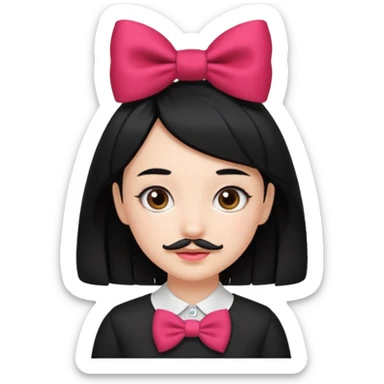 Adolf Hitler Like a girl hair with a bow  That he has black hair and a small mustache like Hitler  sticker