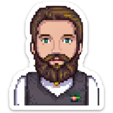 80s Man with beard sticker