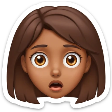 shocked girl with brown hair and brown eyes sticker