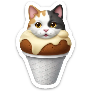 Icecream with calico cat sticker