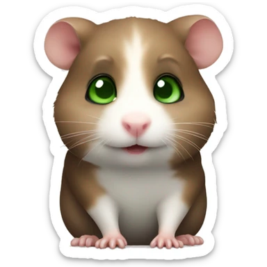 small cute dark brown hamster with green eyes  sticker
