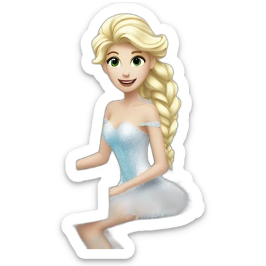 Blondes Snow Queen is playing on the white piano sticker