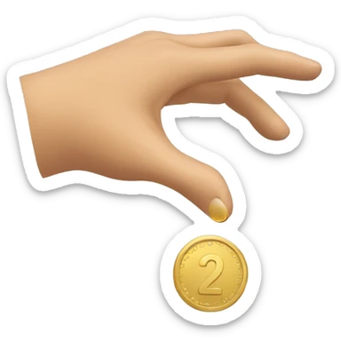 hand throwing a coin sticker