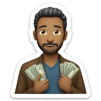 hombre embarazado con un fajo de billetes sticker