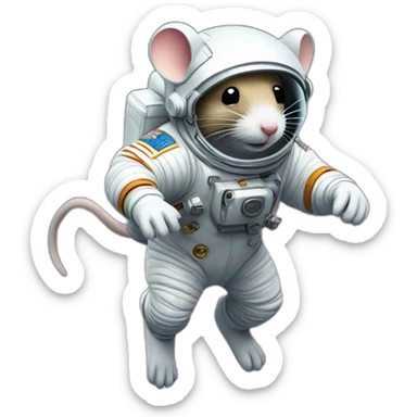 astronaut rat levitating sticker