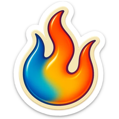 fire streak emoji, playful and modern with blue to orange gradient, vibrant and matching reference image sticker