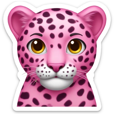 pink leopard with heart eyes   sticker