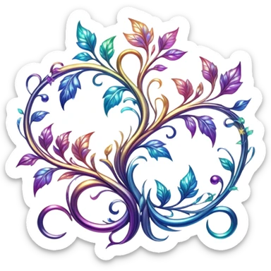 Epic divine sparkly glittery shiny legendary celestial vines flowery complex detailed iridescent gradients marbles aesthetic-scenery-Decorations sticker