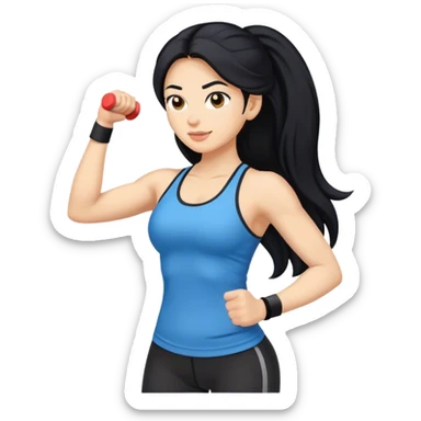 workout long black hair women sticker