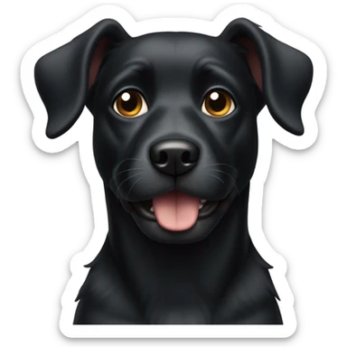 Black dog with one pointy ear and one bent ear sticker