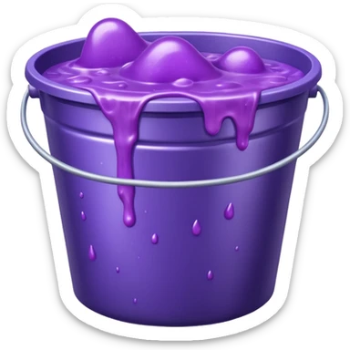 metal bucket overflowing with purple slime sticker