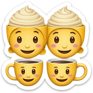 Classic emoji face holding two coffees sticker