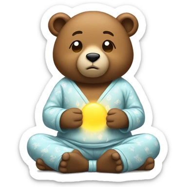 meditating bear wearing pajamas sticker