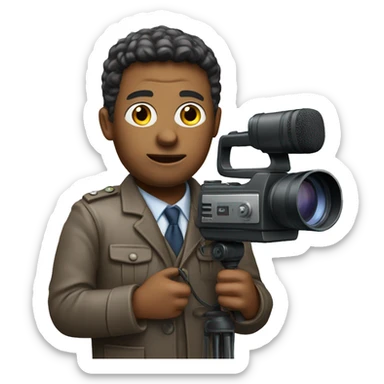 realistic journalist with camera and microphone  sticker