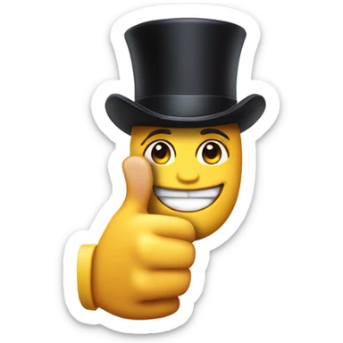 Thumbs up with small tophat on the thumb sticker