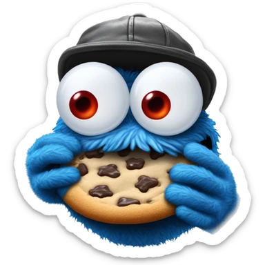 Thug-Life Gangster-style Hood-version of Elmo:
Cookie Monster:
Blue, fuzzy, and always hungry for cookies, Cookie Monster is loveable and chaotic, with googly eyes that roll with excitement at the mere thought of his favorite treat. sticker