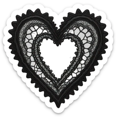 black lace heart sticker