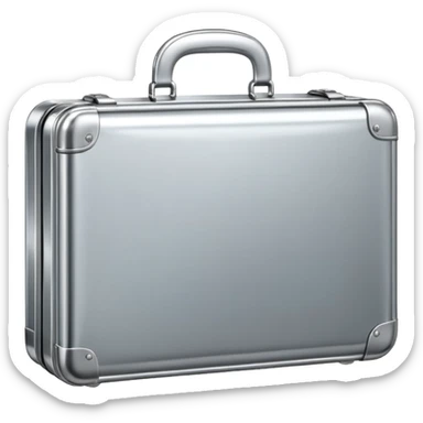 A luxury briefcase emoji made of polished silver chrome, smooth rectangular shape, metallic reflections, minimal high-end design, swag business aesthetic, iOS emoji style, centered, clean white background
 sticker