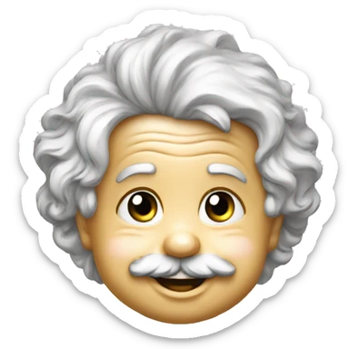 albert einstein happy baby face silver medal sticker