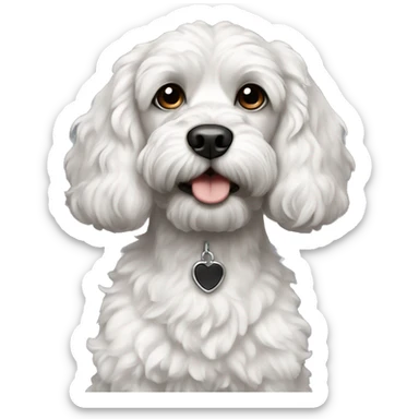 Dog black cockapoo with white chest and black eye sticker