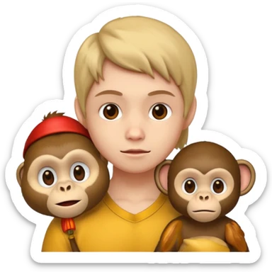 Flushed Face & Monkey  sticker