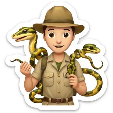 Depict different emotions of a photographer with snakes and other exotic animals sticker