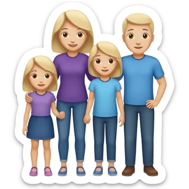 parent figures with three children silhouettes sticker